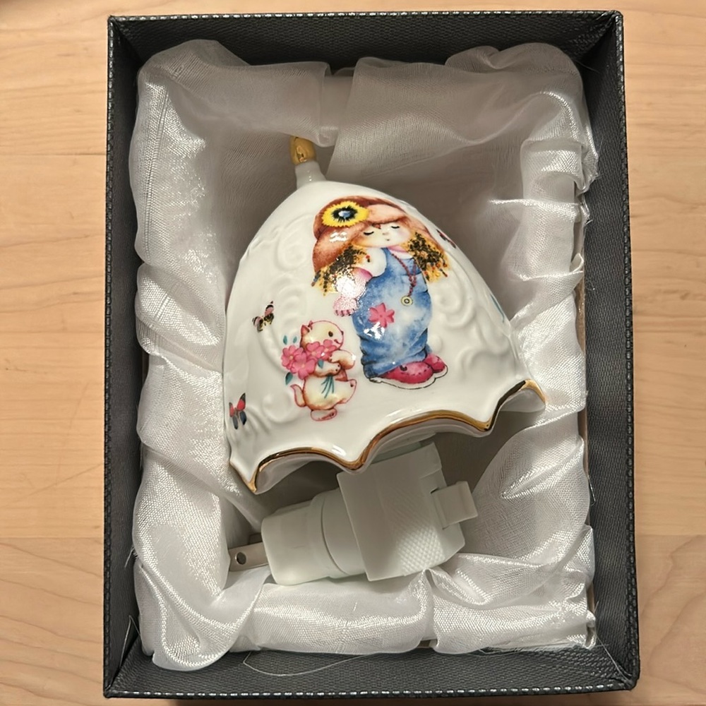 Girl with Cat Porcelain Night Light